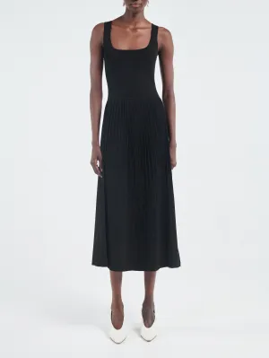 Halter Pleat Dress in Black