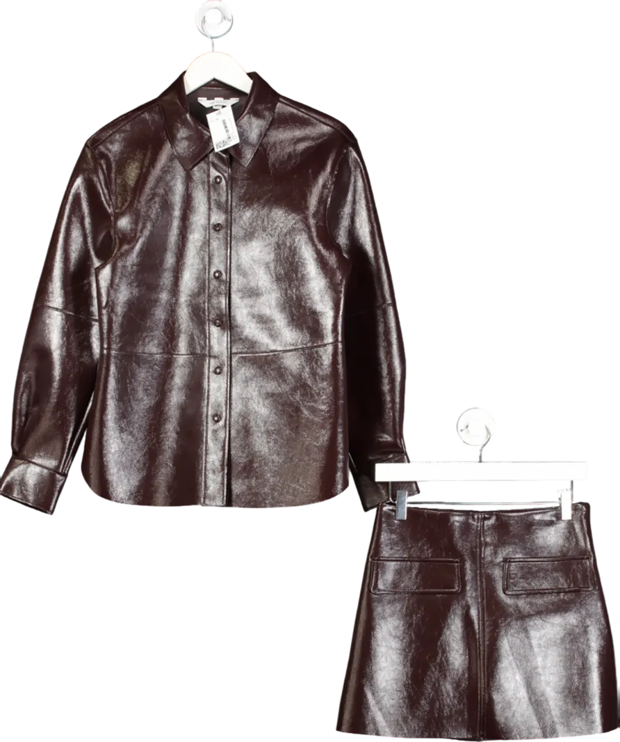 H&M Brown Coated Shirt And Skirt UK S/M