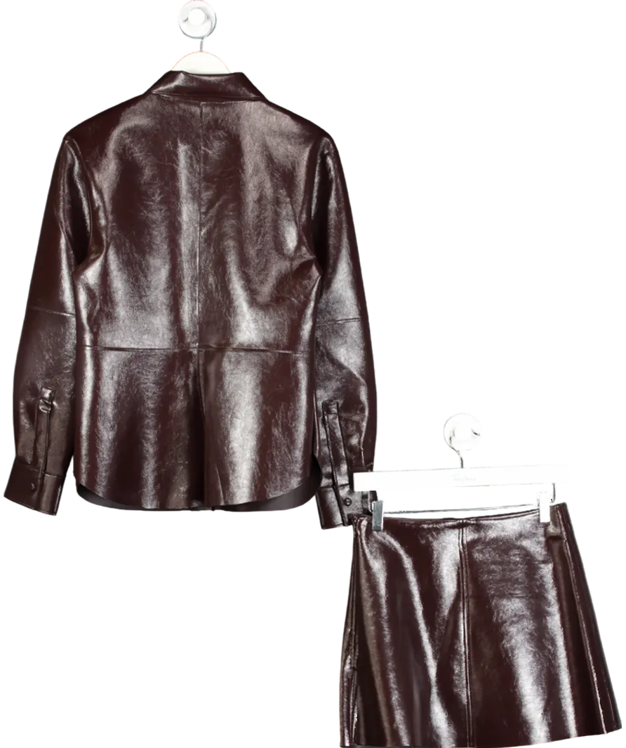 H&M Brown Coated Shirt And Skirt UK S/M