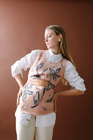 Hand-Painted Silk Tank - Indigo Flower