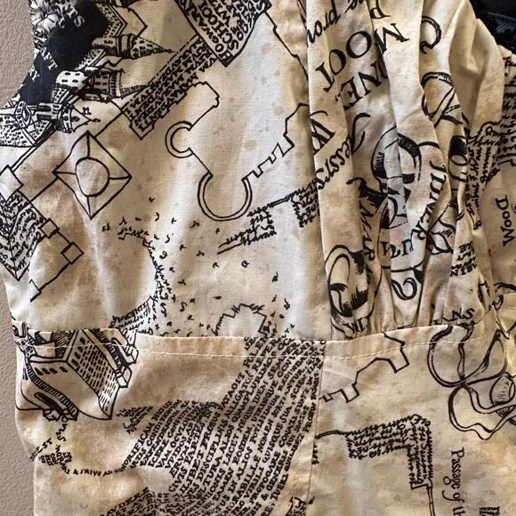 Harry Potter Marauders Map Dress Hot Topic Corset Back Fit &amp; Flare Size XL