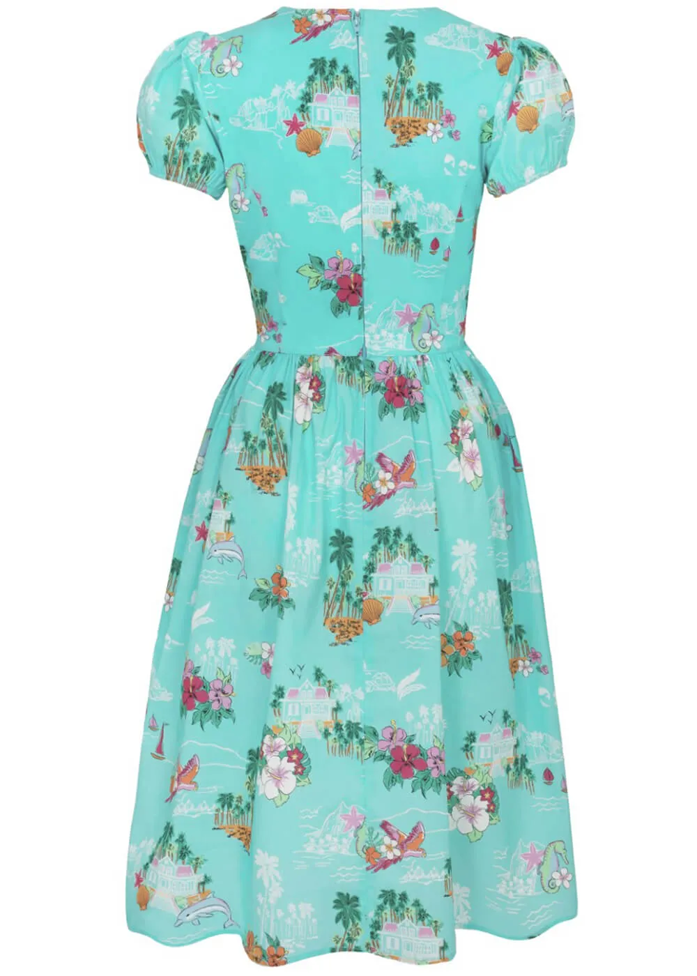 Hell Bunny Ayanna Tiki 50's Swing Dress Aqua