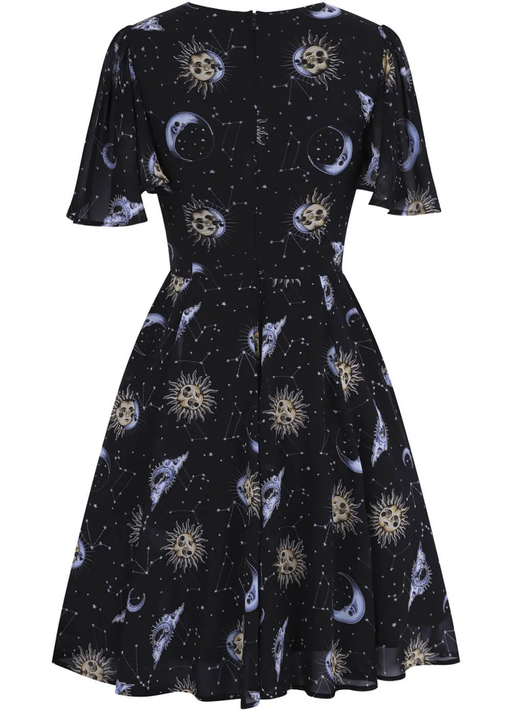 Hell Bunny Solaris Sun & Moon 70's Dress Black