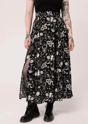 Hell Bunny Star Sign 70's Maxi Skirt Black