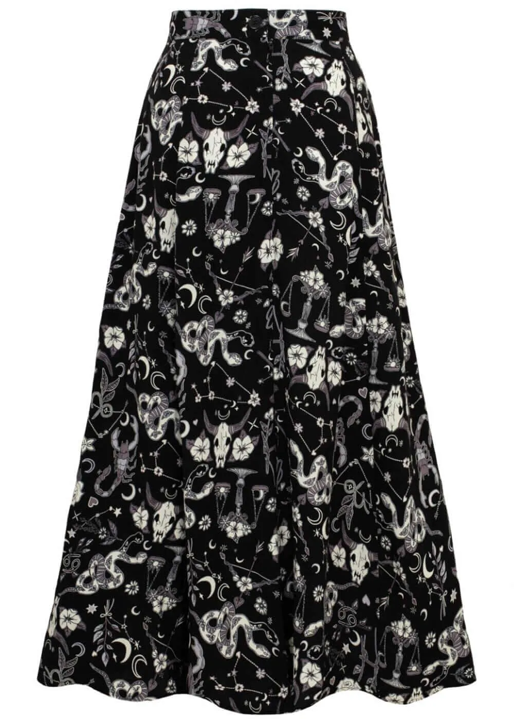 Hell Bunny Star Sign 70's Maxi Skirt Black
