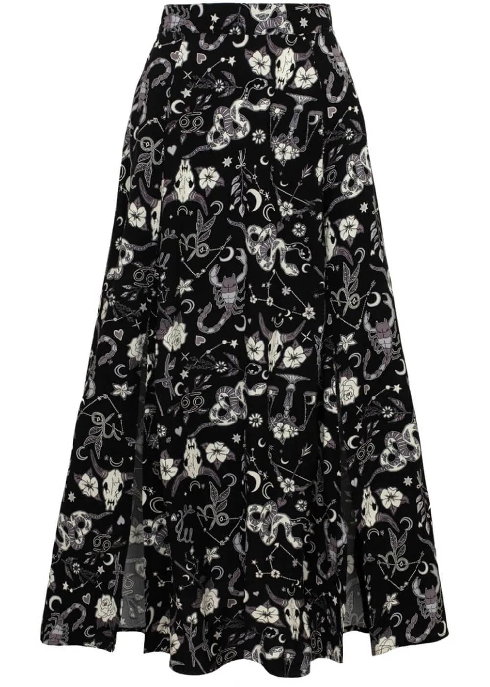 Hell Bunny Star Sign 70's Maxi Skirt Black