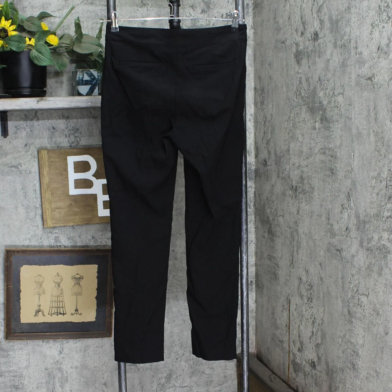 Hilary Radley Womens Ponte Pull-On Mid Rise Slim Leg Pants 1797446 Black S