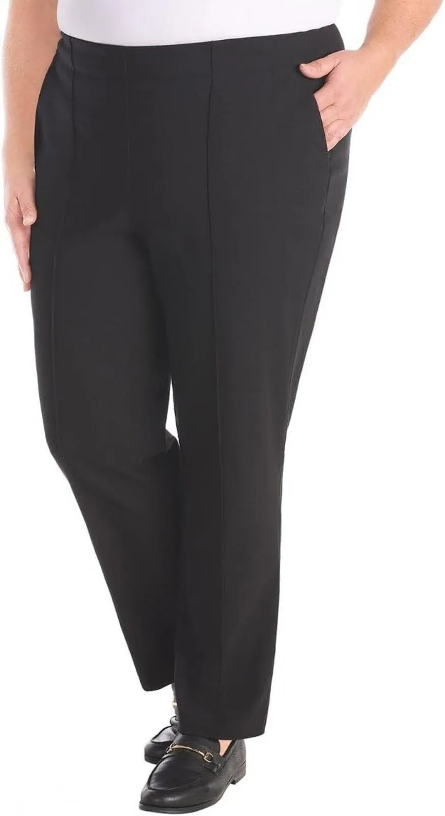 Hilary Radley Womens Ponte Pull-On Mid Rise Slim Leg Pants 1797446 Black S