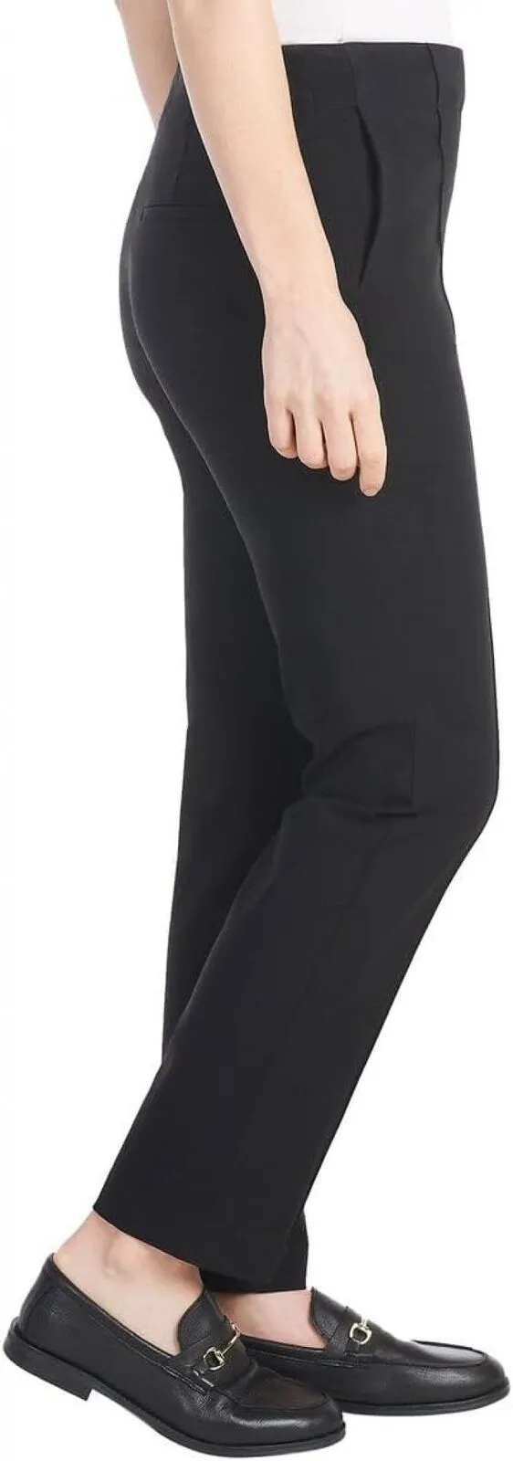 Hilary Radley Womens Ponte Pull-On Mid Rise Slim Leg Pants 1797446 Black S
