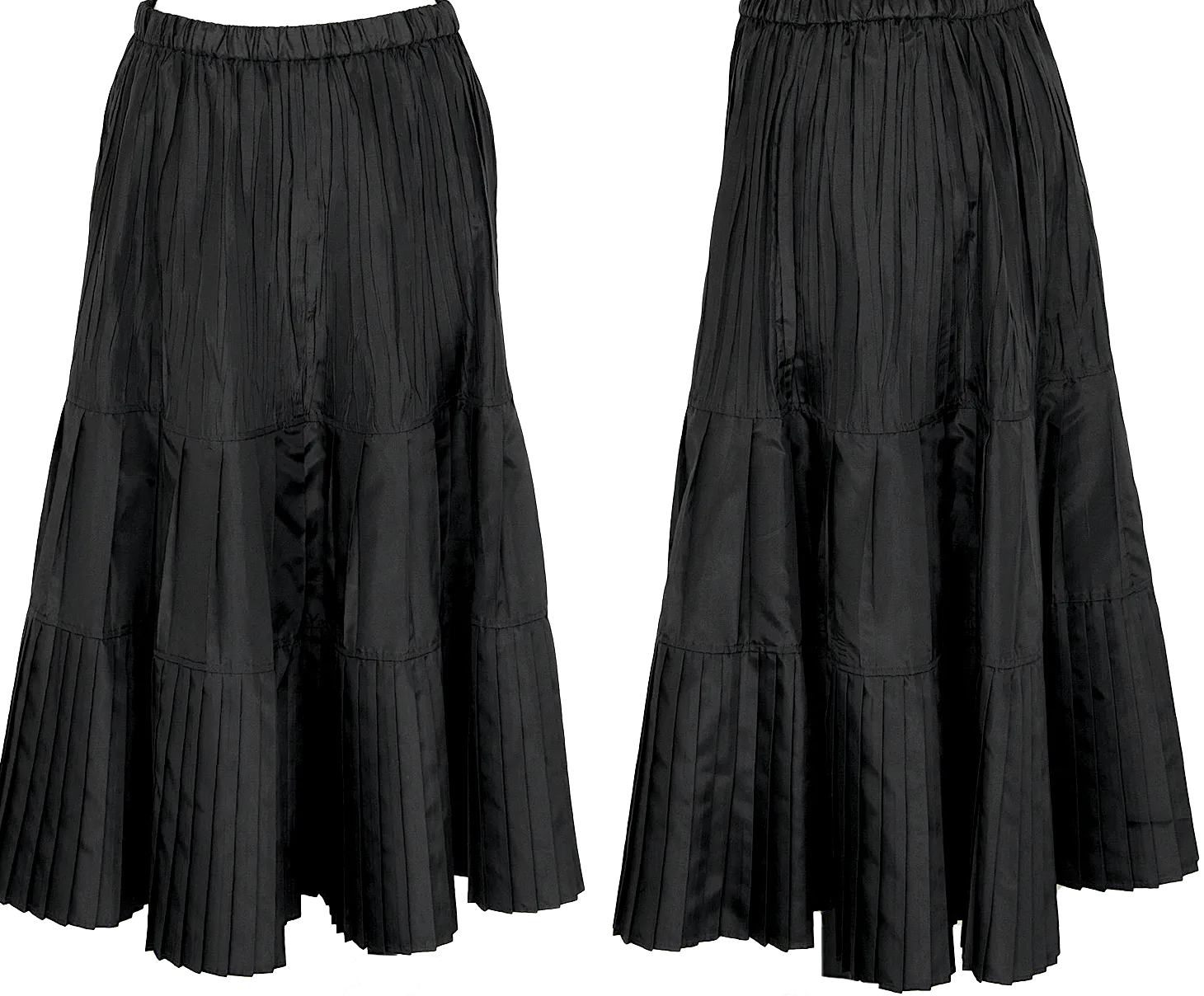 Hiroko Bis Japan. Black PolyTech Pleat Switching Skirt