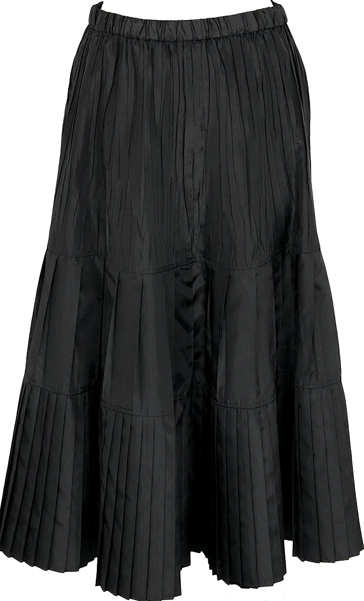Hiroko Bis Japan. Black PolyTech Pleat Switching Skirt
