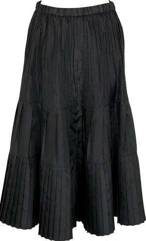 Hiroko Bis Japan. Black PolyTech Pleat Switching Skirt