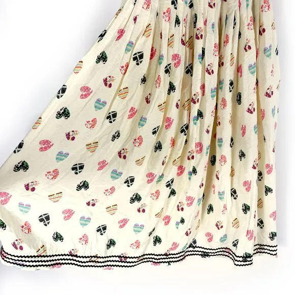 Hofmann Copenhagen Elina Heart Print Skirt Yellow Pleated Elastic Waist Sz 2