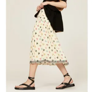 Hofmann Copenhagen Elina Heart Print Skirt Yellow Pleated Elastic Waist Sz 2