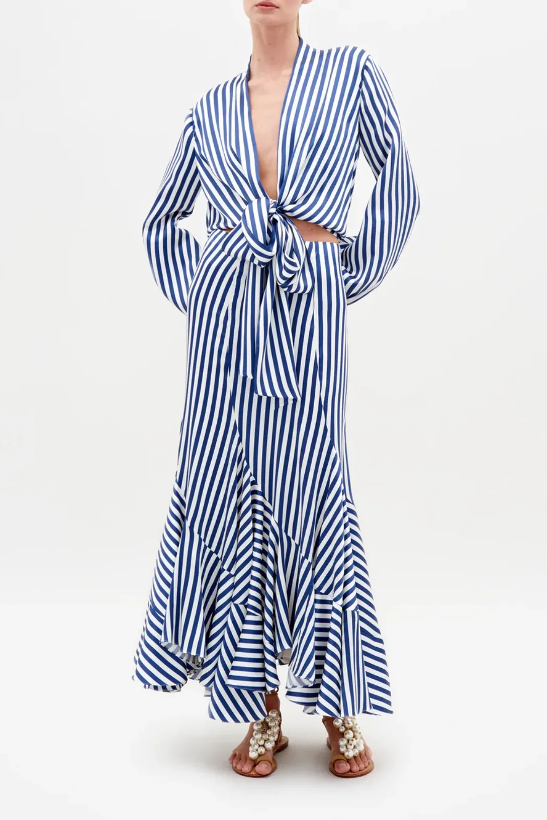 Honey Blouse | White Blue Stripes