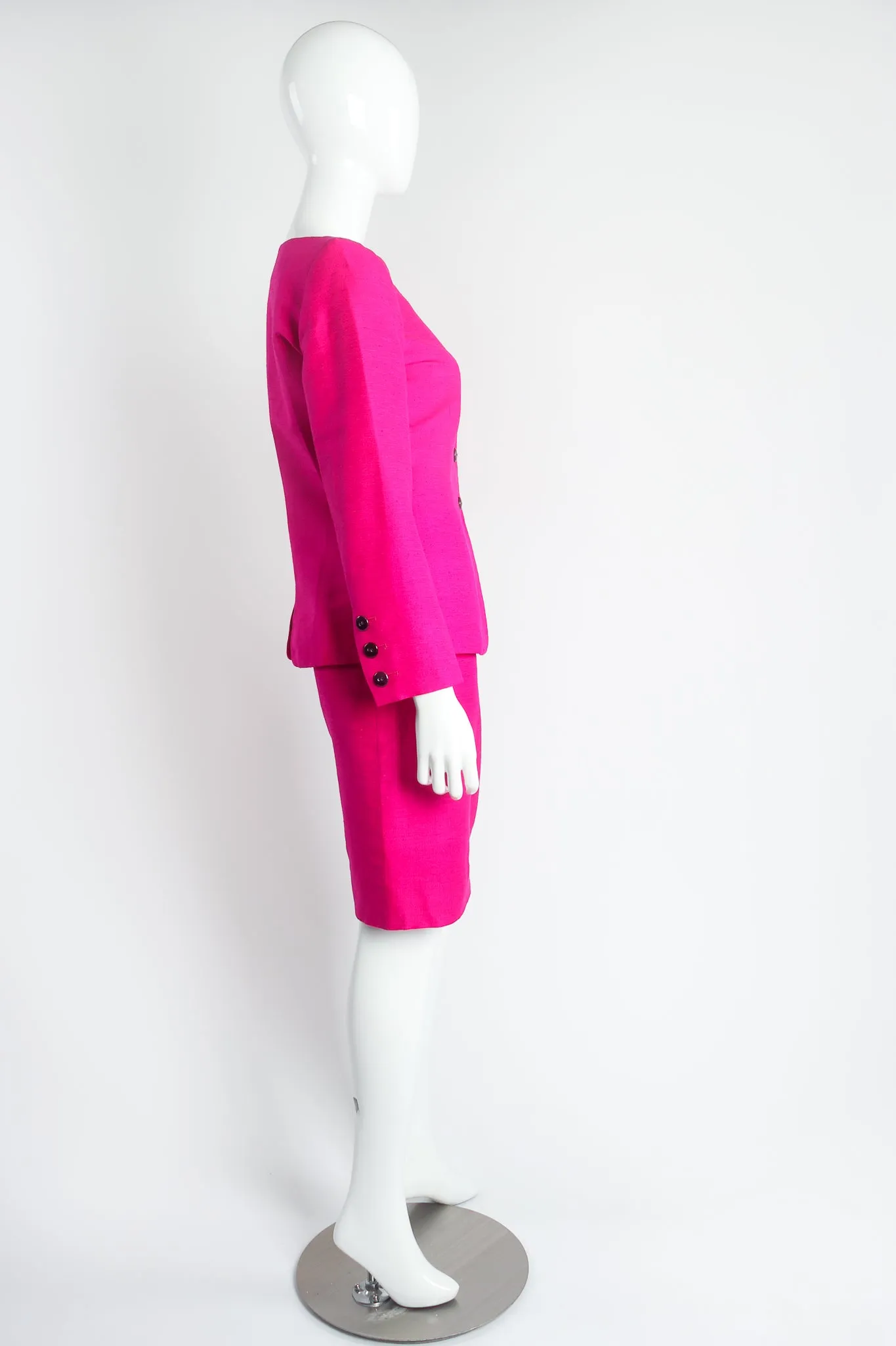 Hot Neon Silk Jacket & Skirt Set