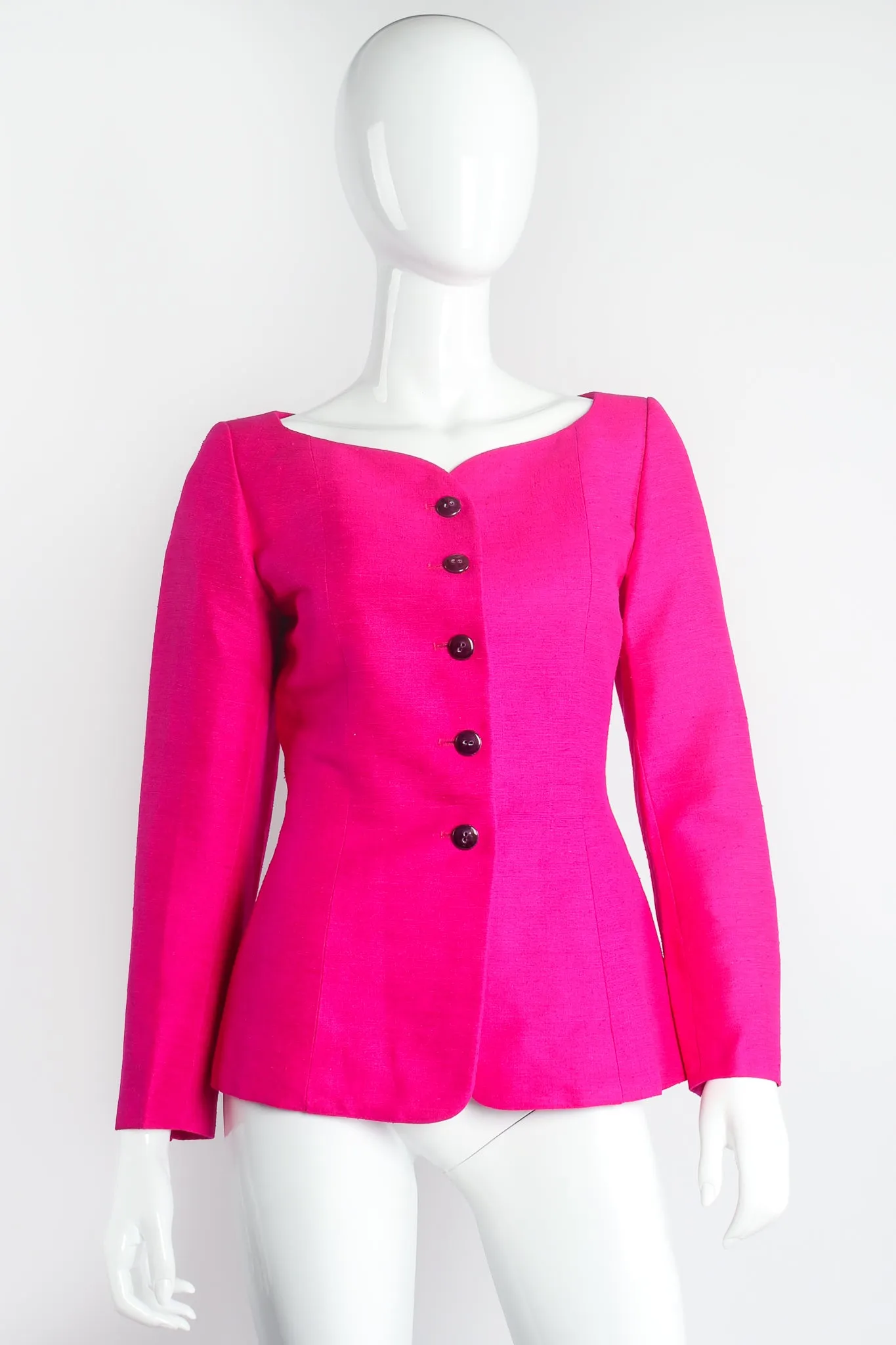 Hot Neon Silk Jacket & Skirt Set