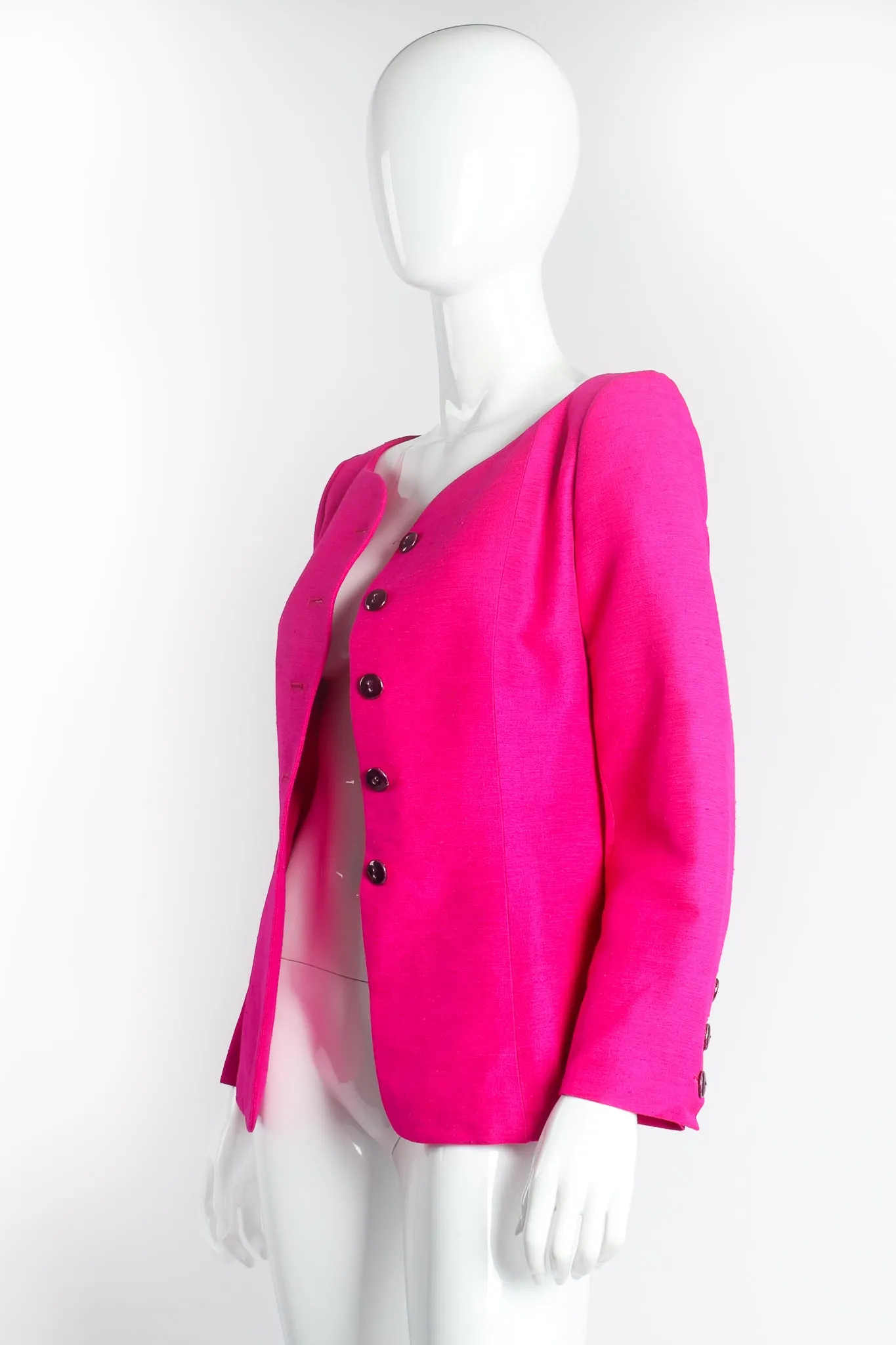 Hot Neon Silk Jacket & Skirt Set