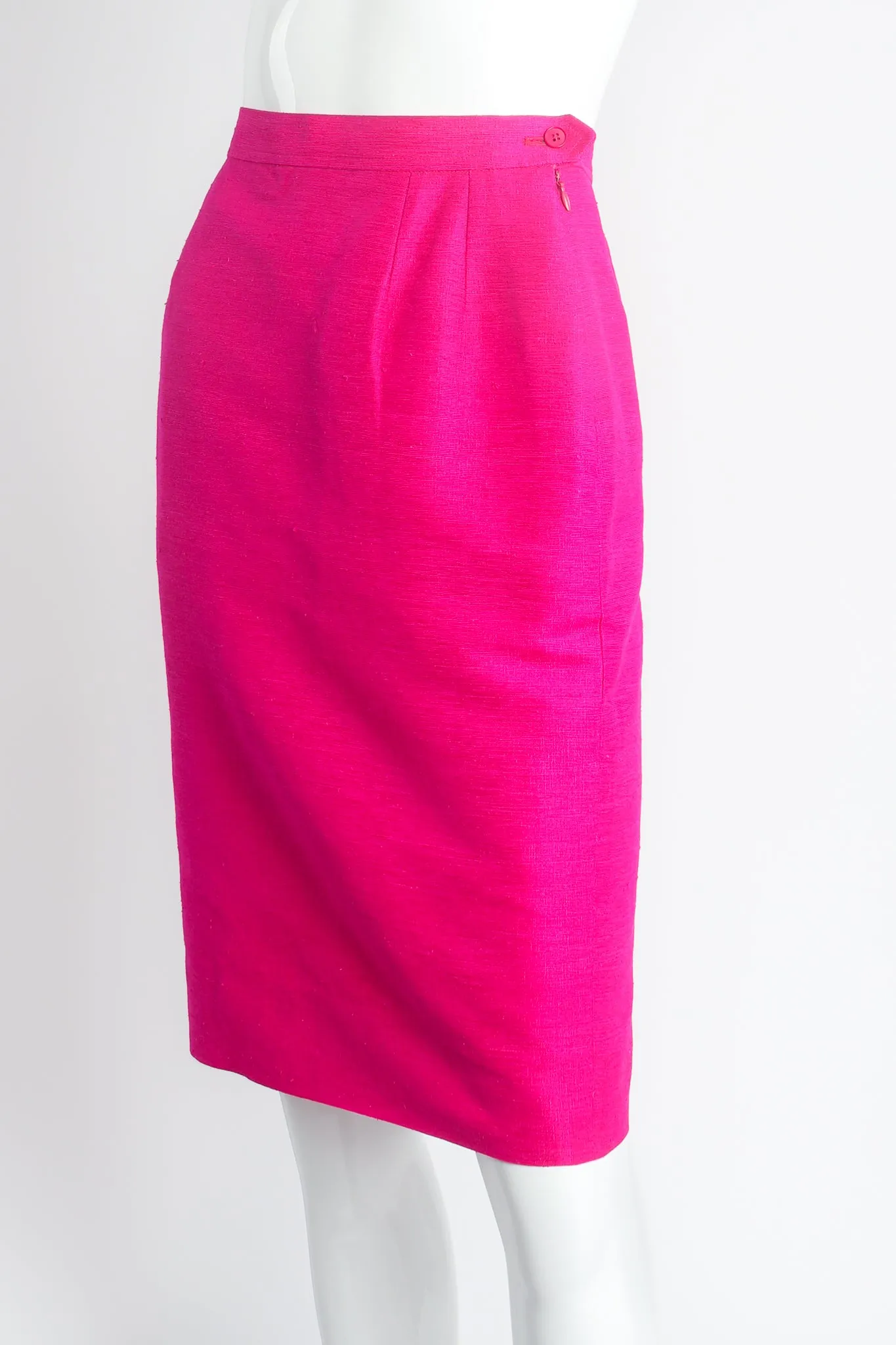Hot Neon Silk Jacket & Skirt Set