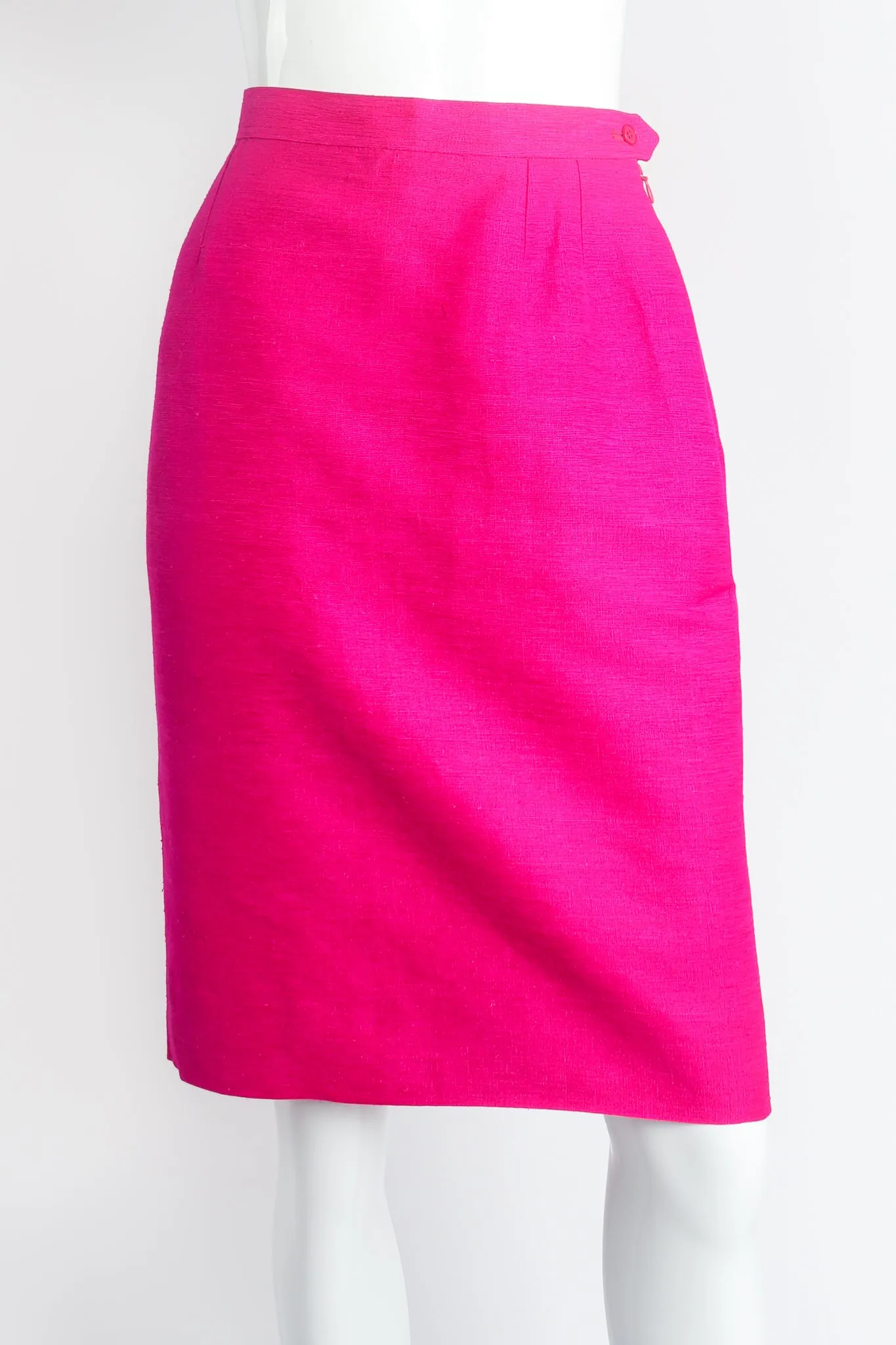 Hot Neon Silk Jacket & Skirt Set