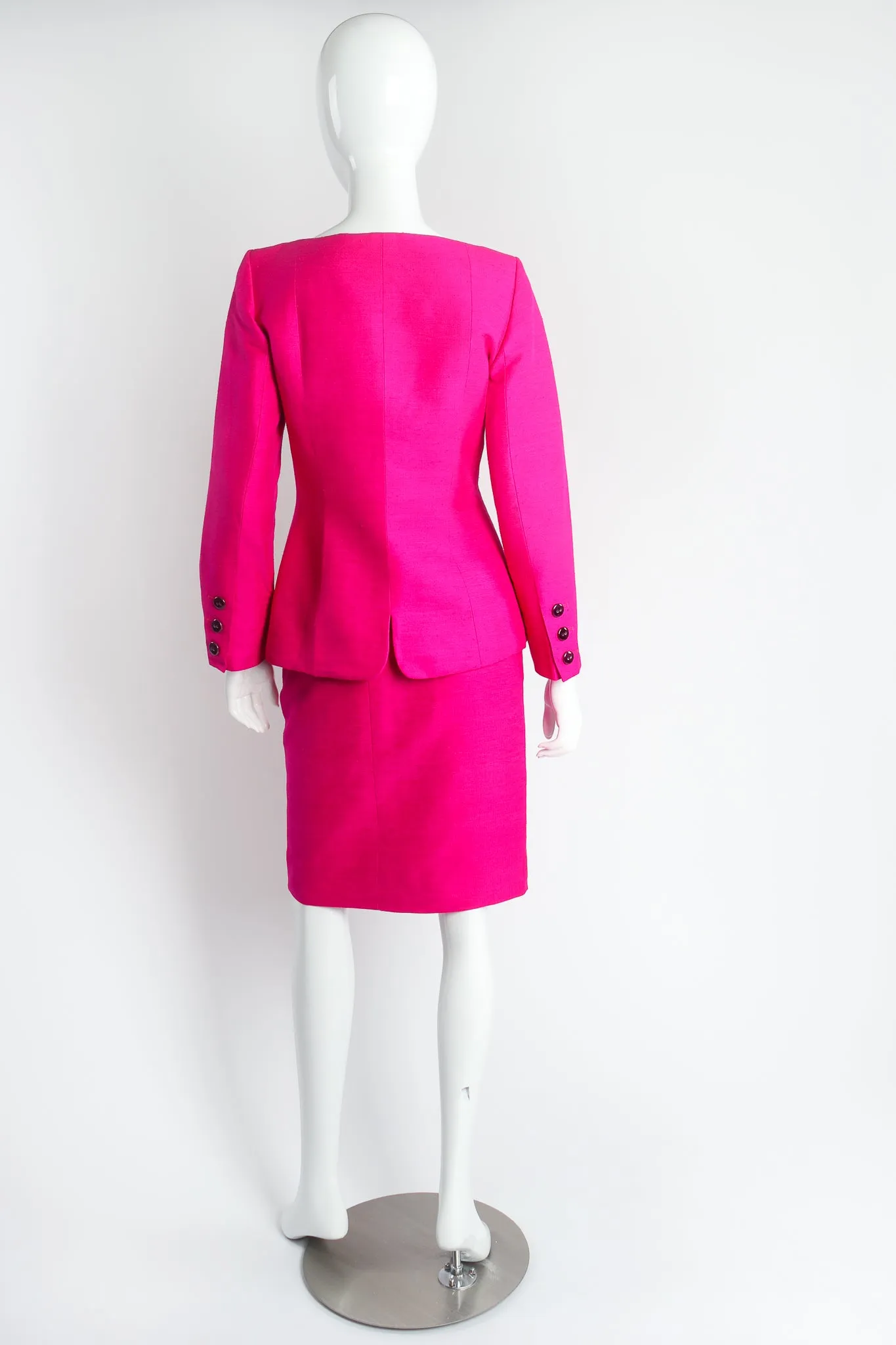 Hot Neon Silk Jacket & Skirt Set