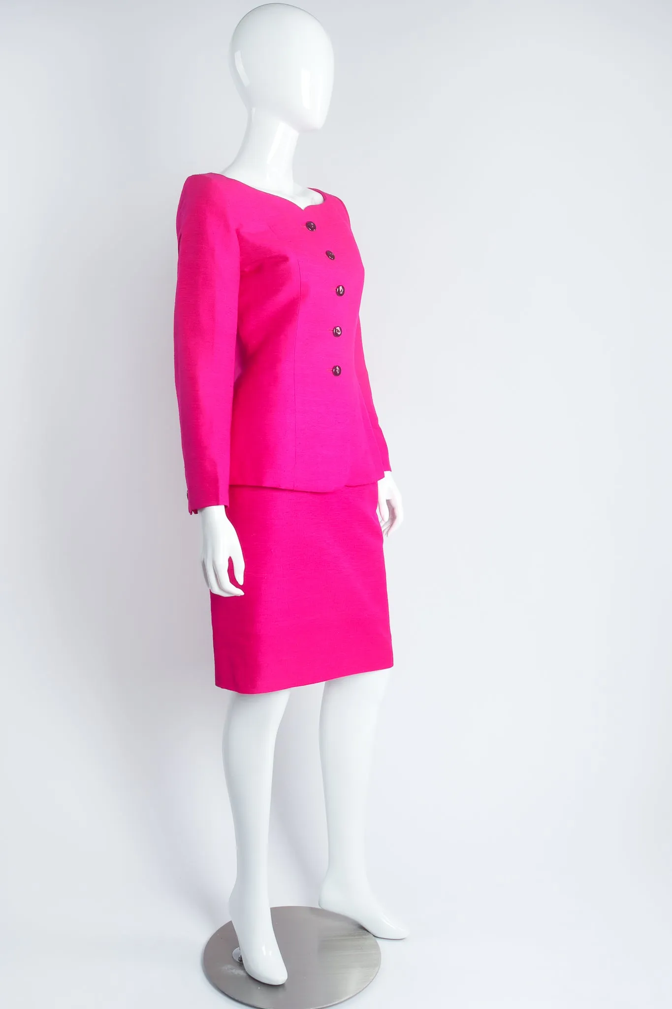 Hot Neon Silk Jacket & Skirt Set