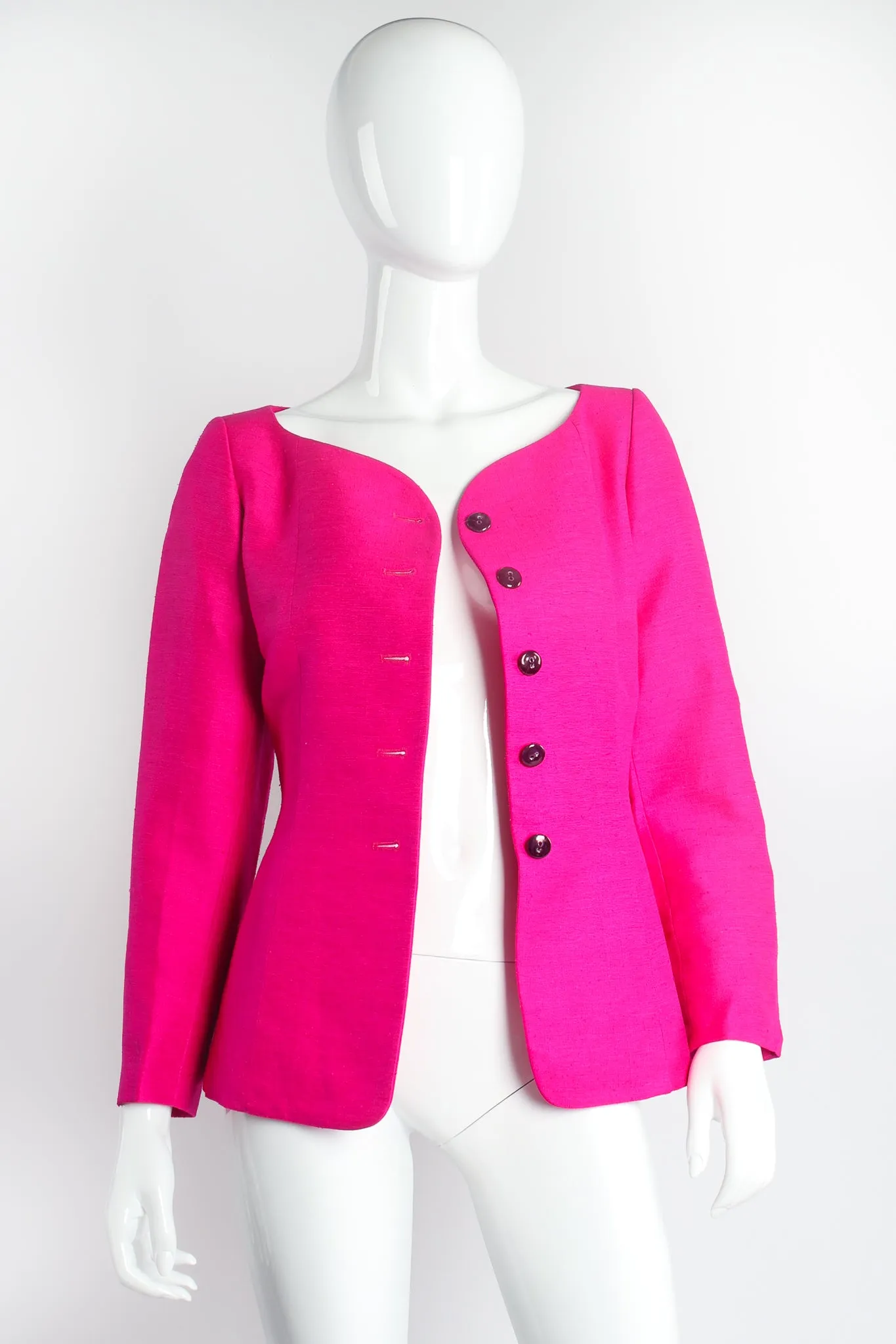 Hot Neon Silk Jacket & Skirt Set