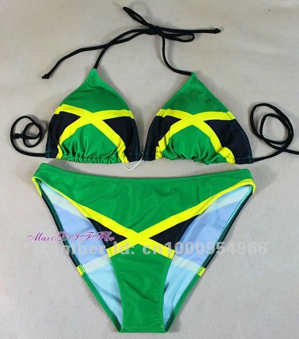 Hot Sexi New Jamaica Flag Swimsuit Padded Ladies Bikini | Swimwear Size M L XL XXL