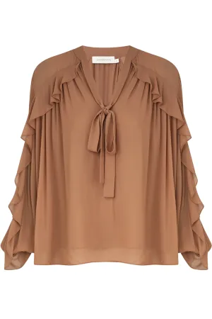 Illuminate Flutter Blouse | Tan