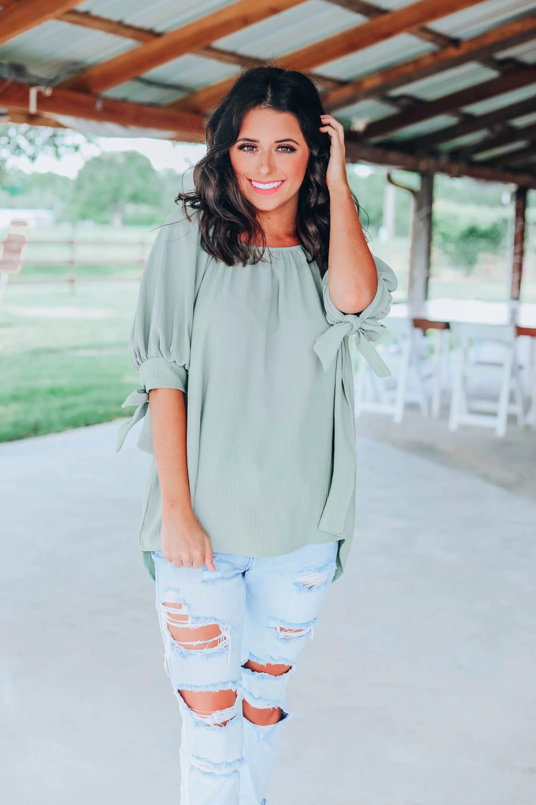 In The Long Run Top - Sage