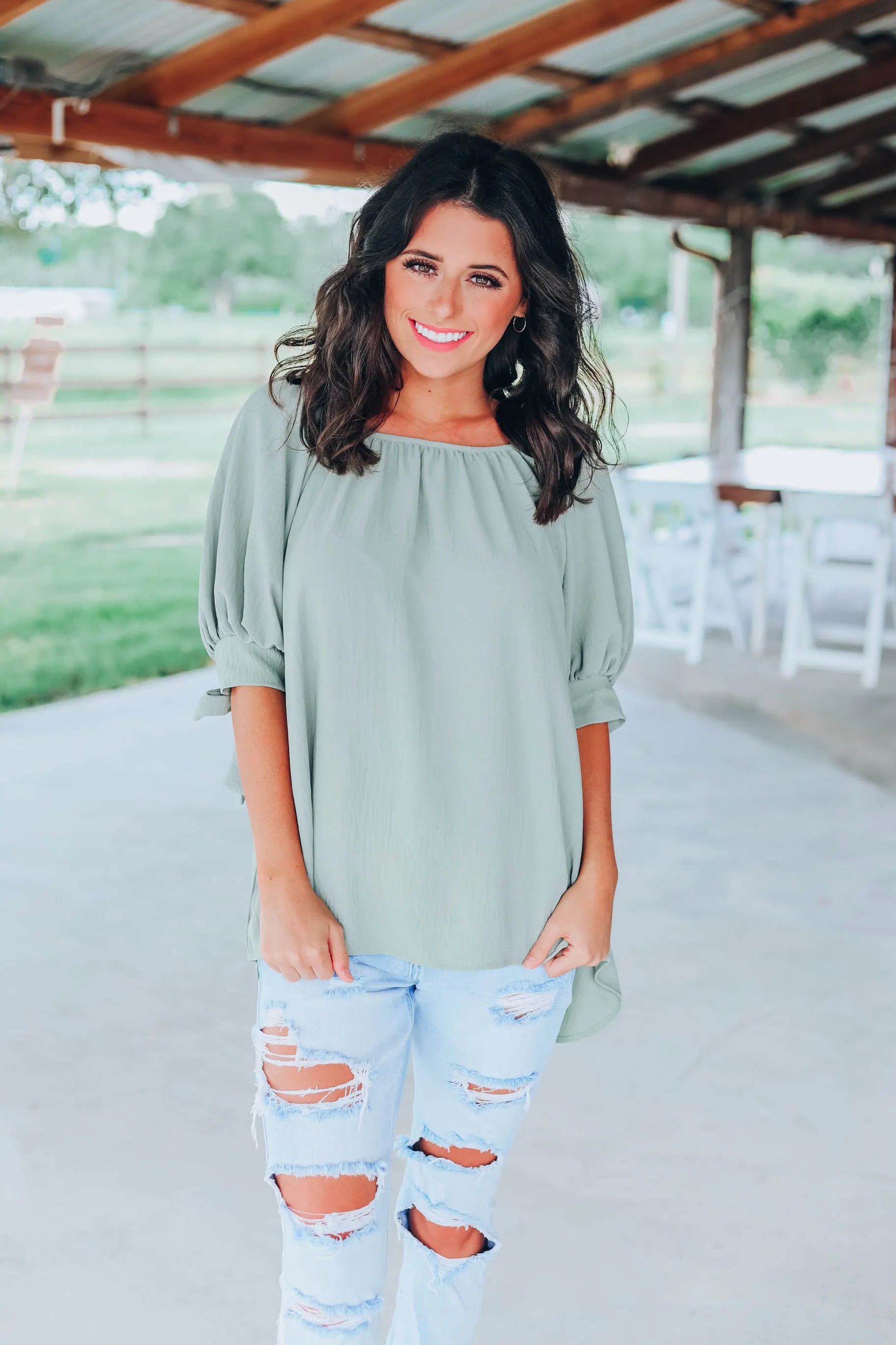 In The Long Run Top - Sage