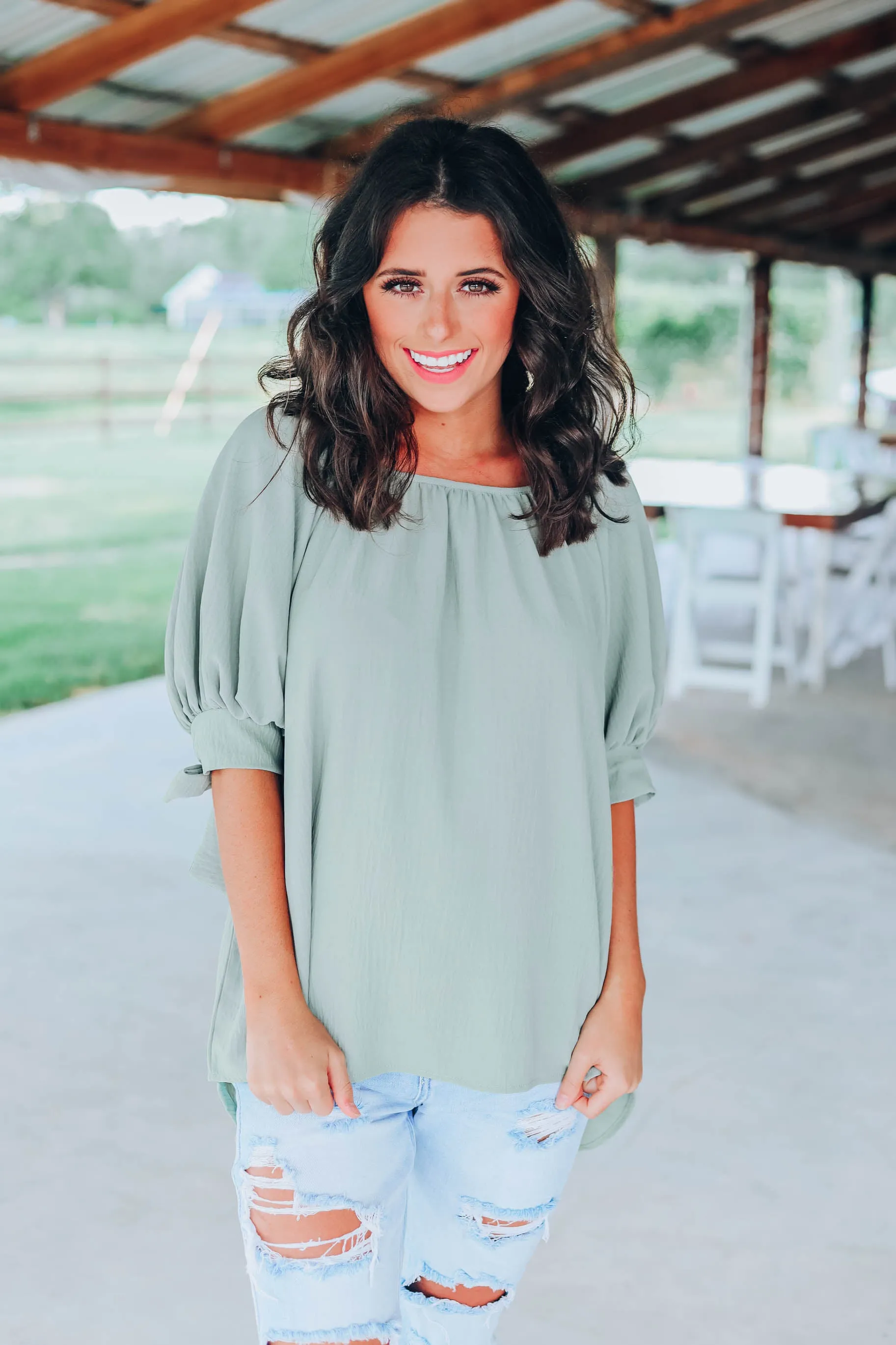 In The Long Run Top - Sage