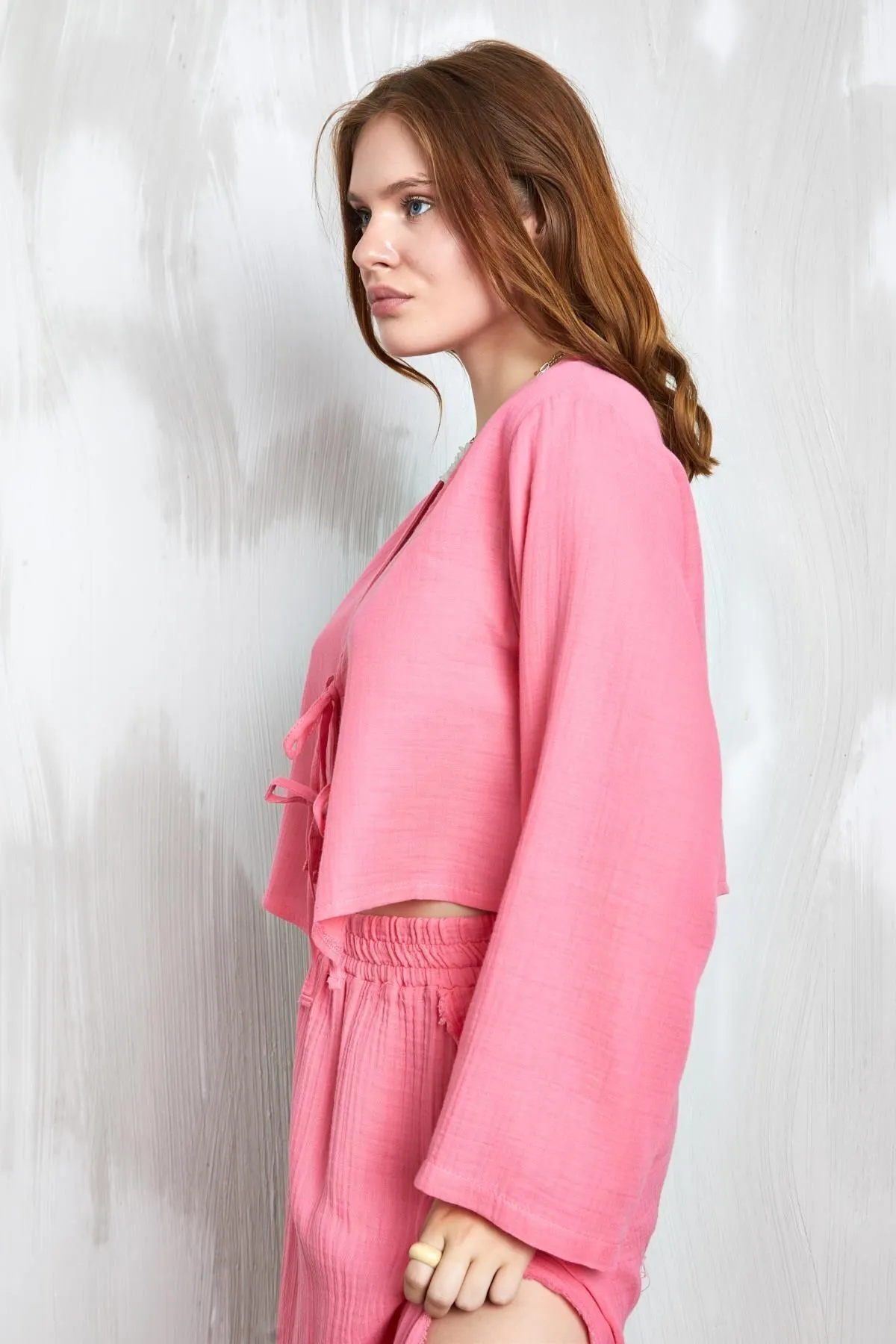Indigo Muslin Tie-Front Blouse
