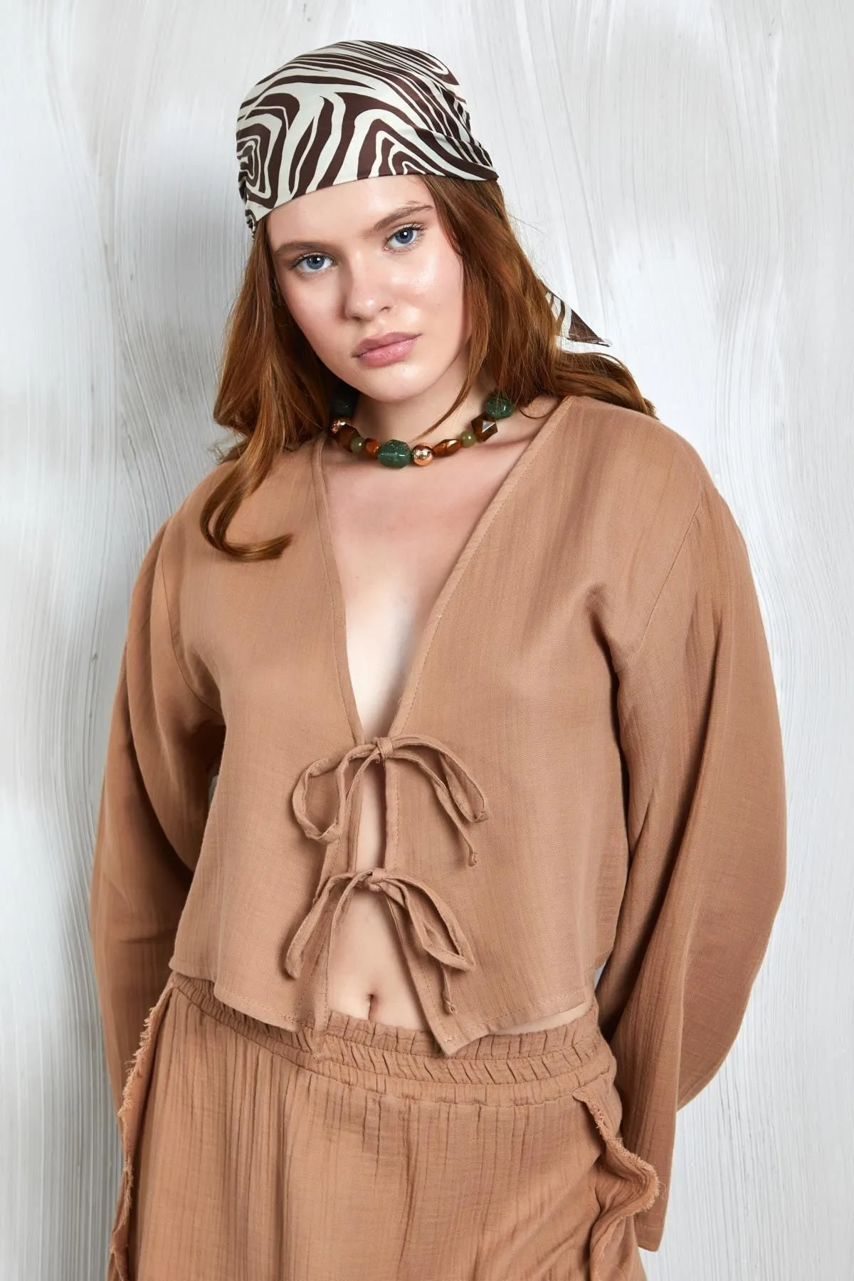 Indigo Muslin Tie-Front Blouse