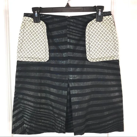Iridescent Black Green Stripes Skirt, Size M