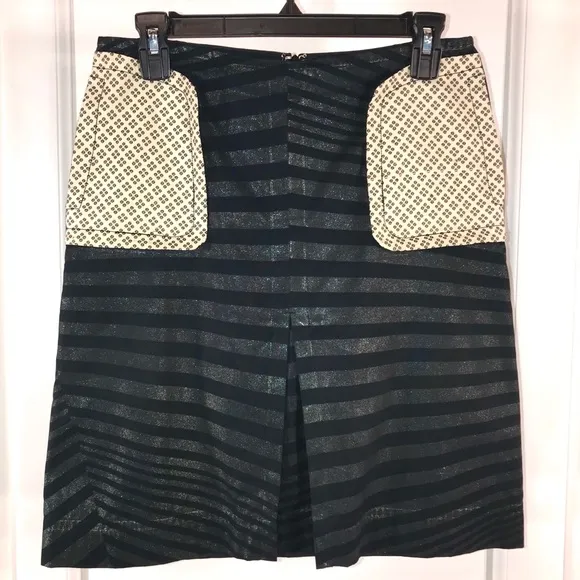 Iridescent Black Green Stripes Skirt, Size M