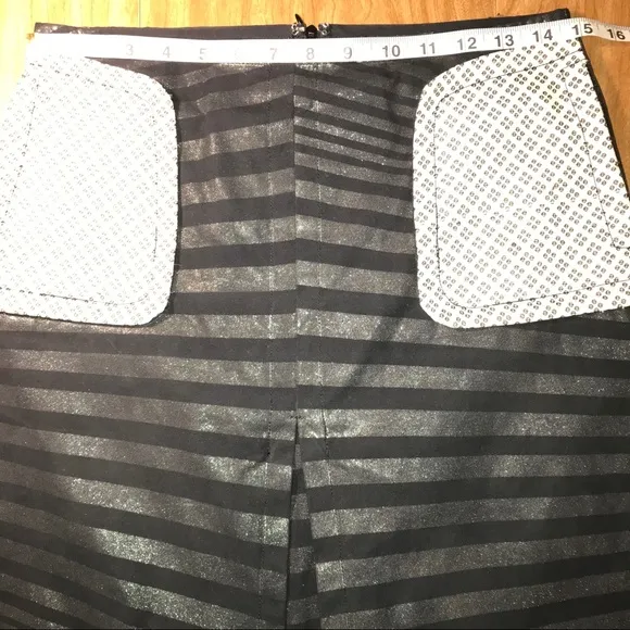 Iridescent Black Green Stripes Skirt, Size M