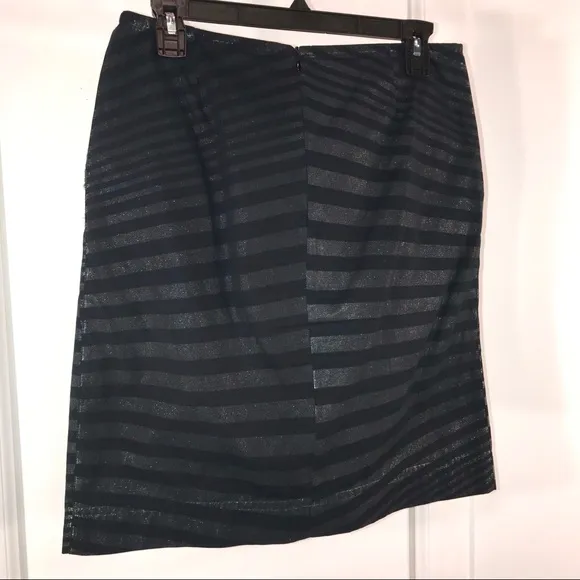 Iridescent Black Green Stripes Skirt, Size M