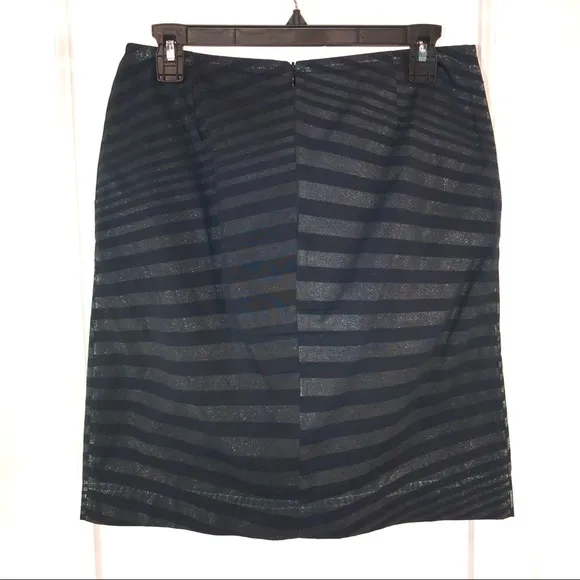 Iridescent Black Green Stripes Skirt, Size M