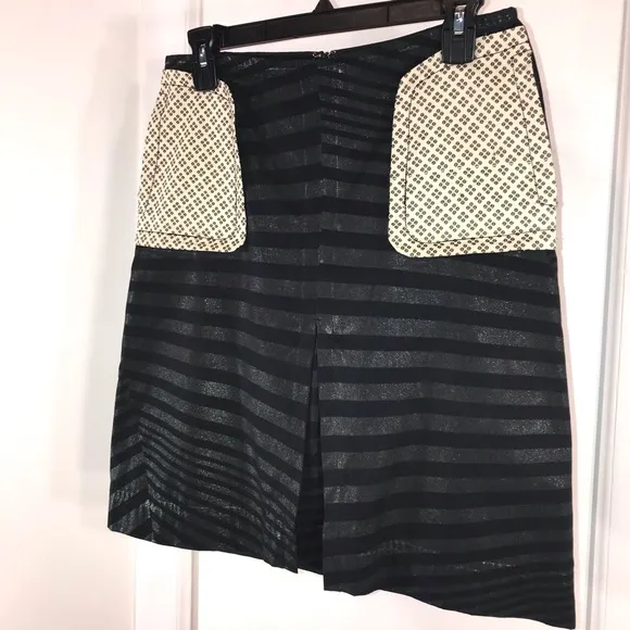 Iridescent Black Green Stripes Skirt, Size M