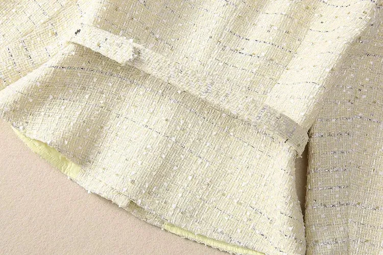 Iris Plaid Tweed Jacket   Lace Patchwork Pleated Skirt Set