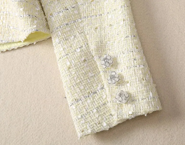 Iris Plaid Tweed Jacket   Lace Patchwork Pleated Skirt Set