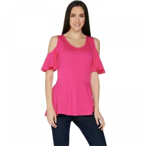 Isaac Mizrahi Live! Women's Cold Shoulder Peplum Top