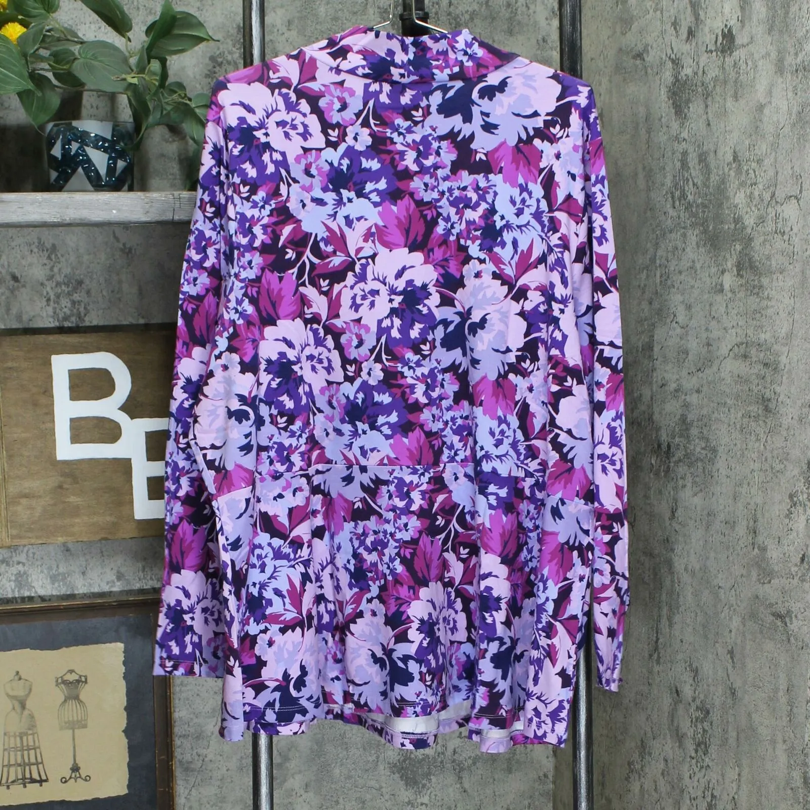 Isaac Mizrahi Live! Women's Plus Peony Bouquet Mock Neck Peplum Top