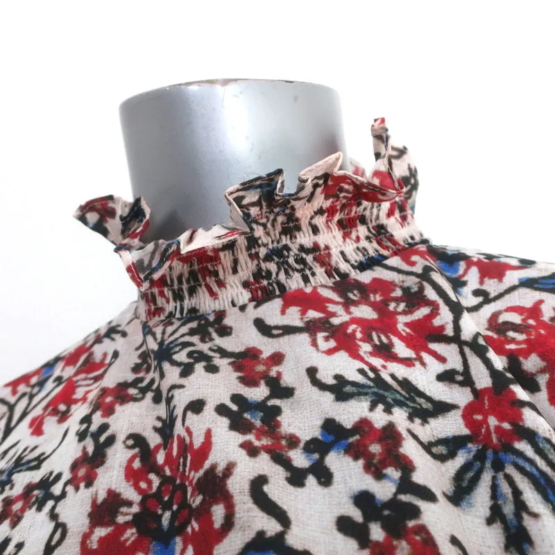 Isabel Marant Long Sleeve Top Fantine Floral Print Size 36 Turtleneck Blouse