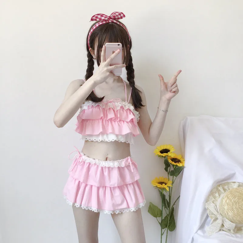 [@izabela_zabielska ] "PINK BLACK CUTE VEST" TWO PIECE SUIT SWIMSUIT D061906