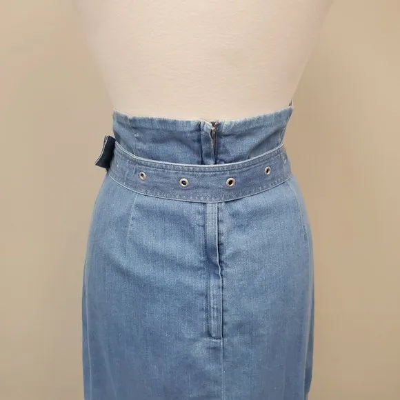 J Brand Heavenly Paperbag Denim Skirt w/ Belt Sz Large