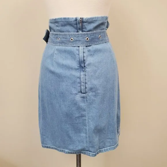 J Brand Heavenly Paperbag Denim Skirt w/ Belt Sz Large
