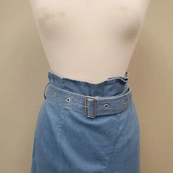 J Brand Heavenly Paperbag Denim Skirt w/ Belt Sz Large