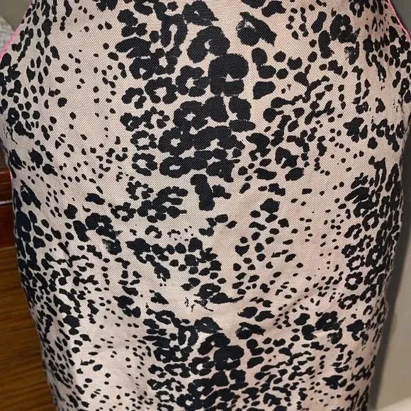J Crew Linen Leopard Print Pencil Skirt With Pink Trim Size 6 NWT